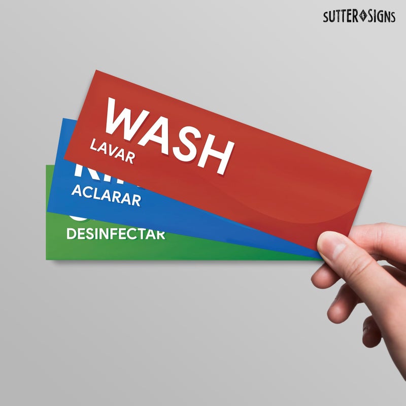 Sutter Signs Wash Rinse Sanitize Sink Labels | 3 Compartment Sink Sticker Signs for Food Truck, Restaurant, and Kitchen Food Safety - Image 3